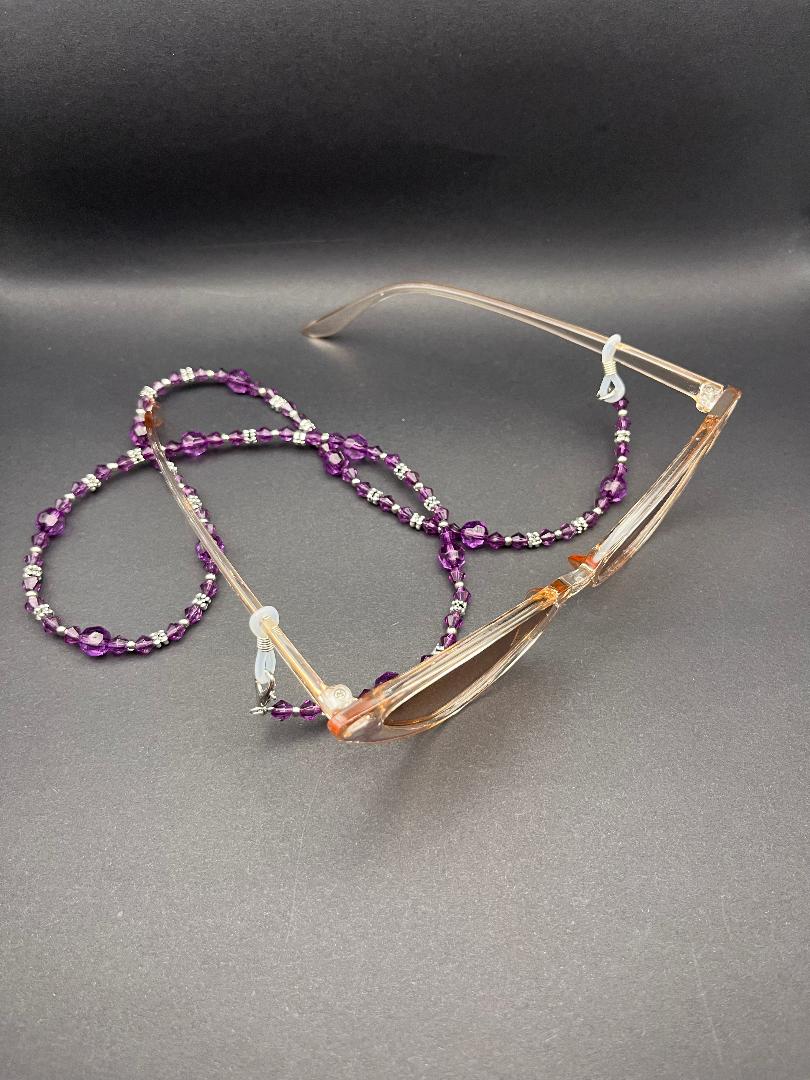 Purple Silver Beaded Glasses Chain - Add a Touch of Glamour!