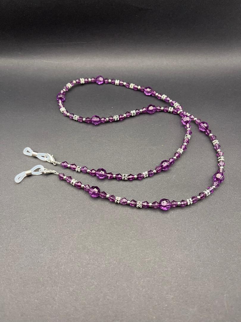 Purple Silver Beaded Glasses Chain - Add a Touch of Glamour!