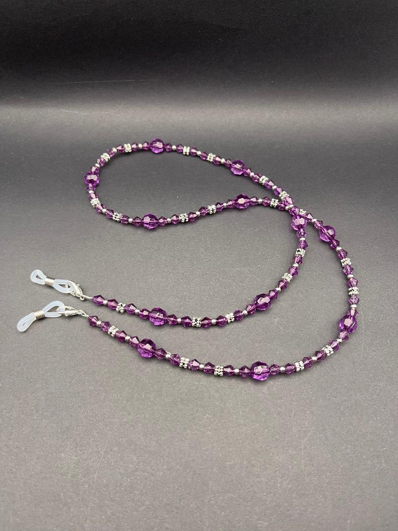 Purple Silver Beaded Glasses Chain - Add a Touch of Glamour!