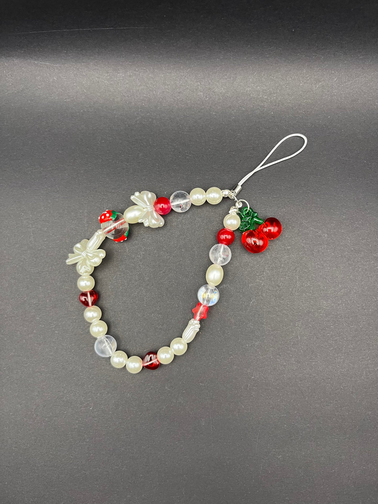Cherry Beaded Lanyard - Add a Pop of Colour to Your Phone!