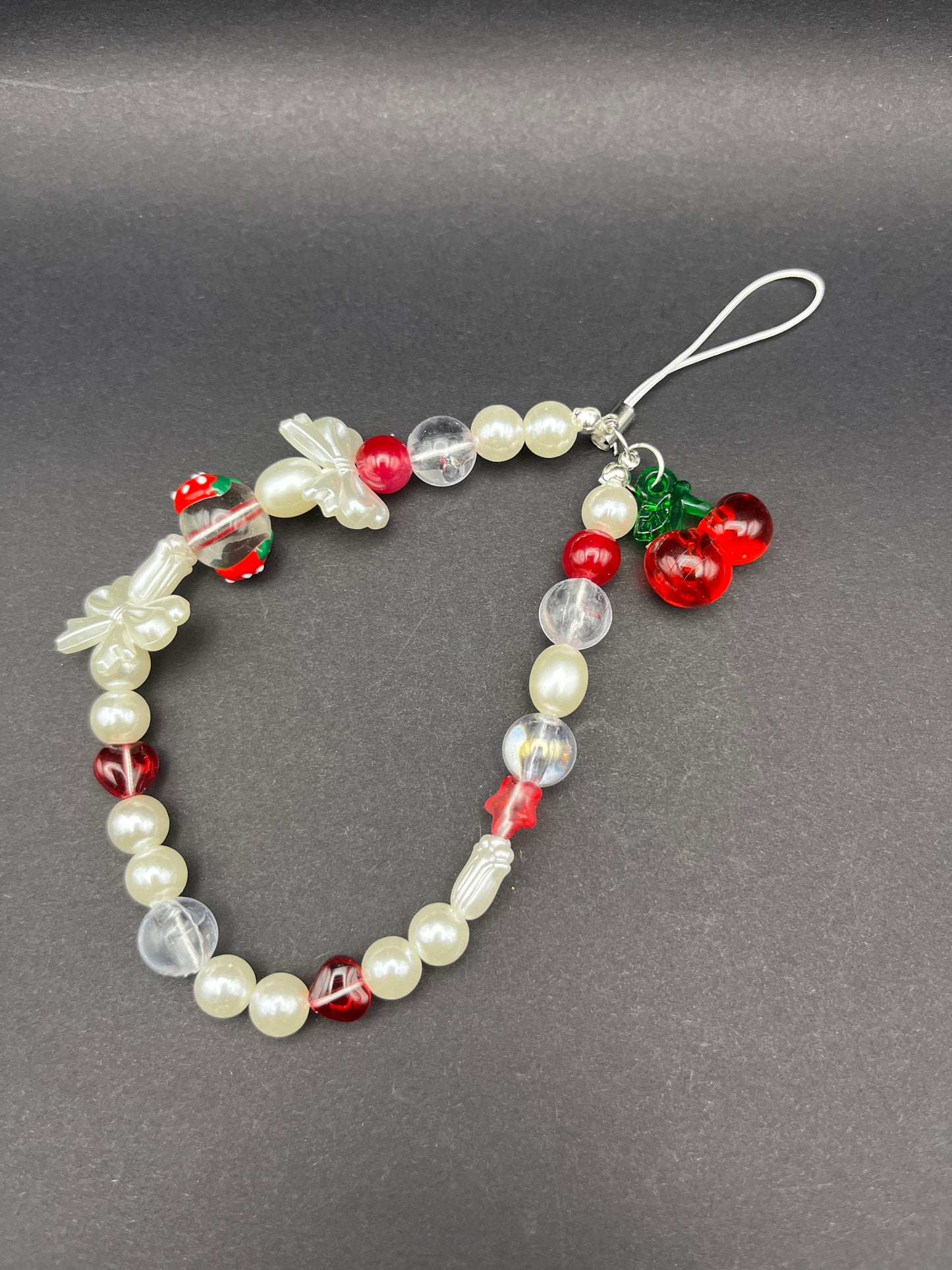 Cherry Beaded Lanyard - Add a Pop of Colour to Your Phone!