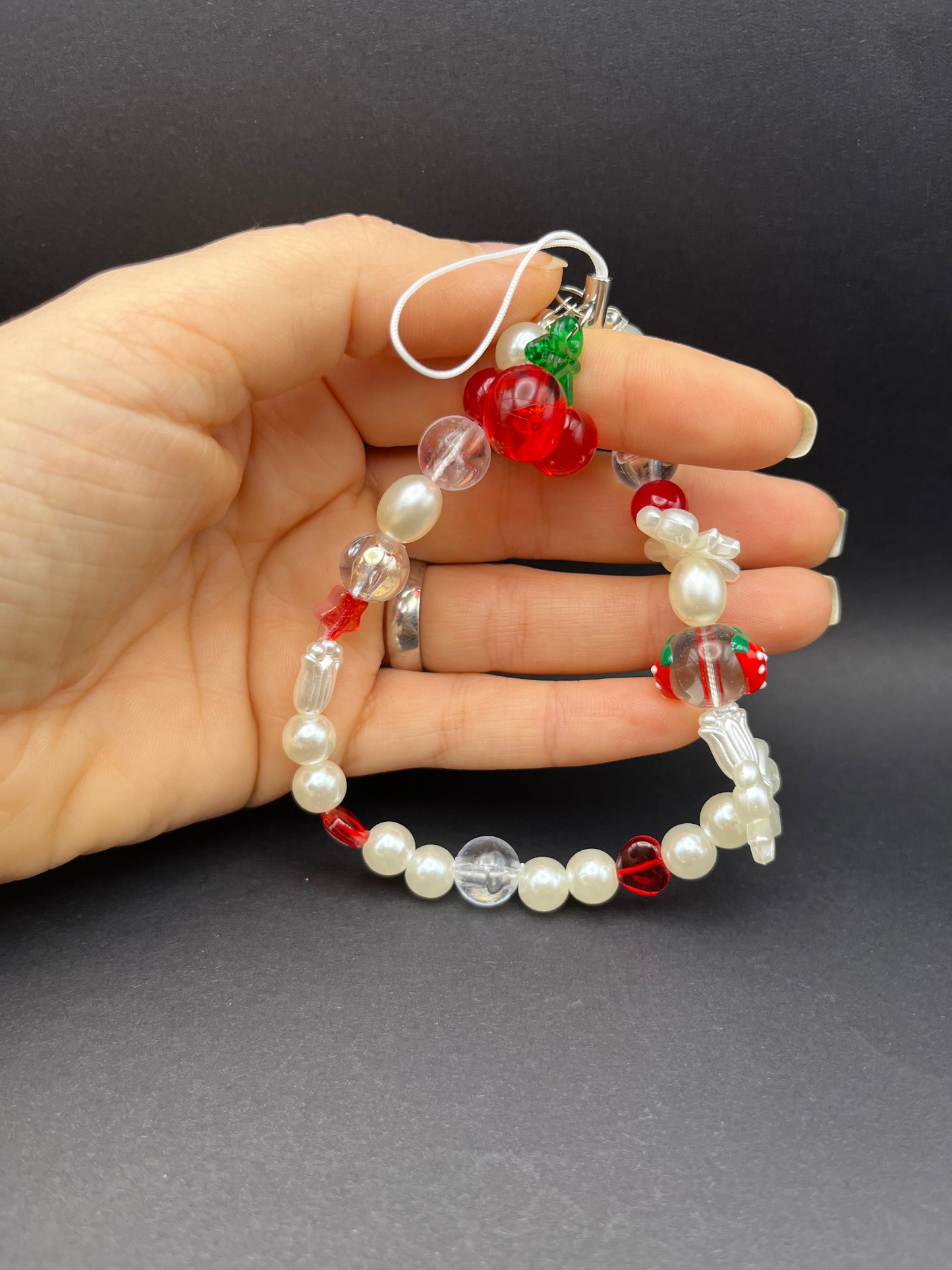 Cherry Beaded Lanyard - Add a Pop of Colour to Your Phone!