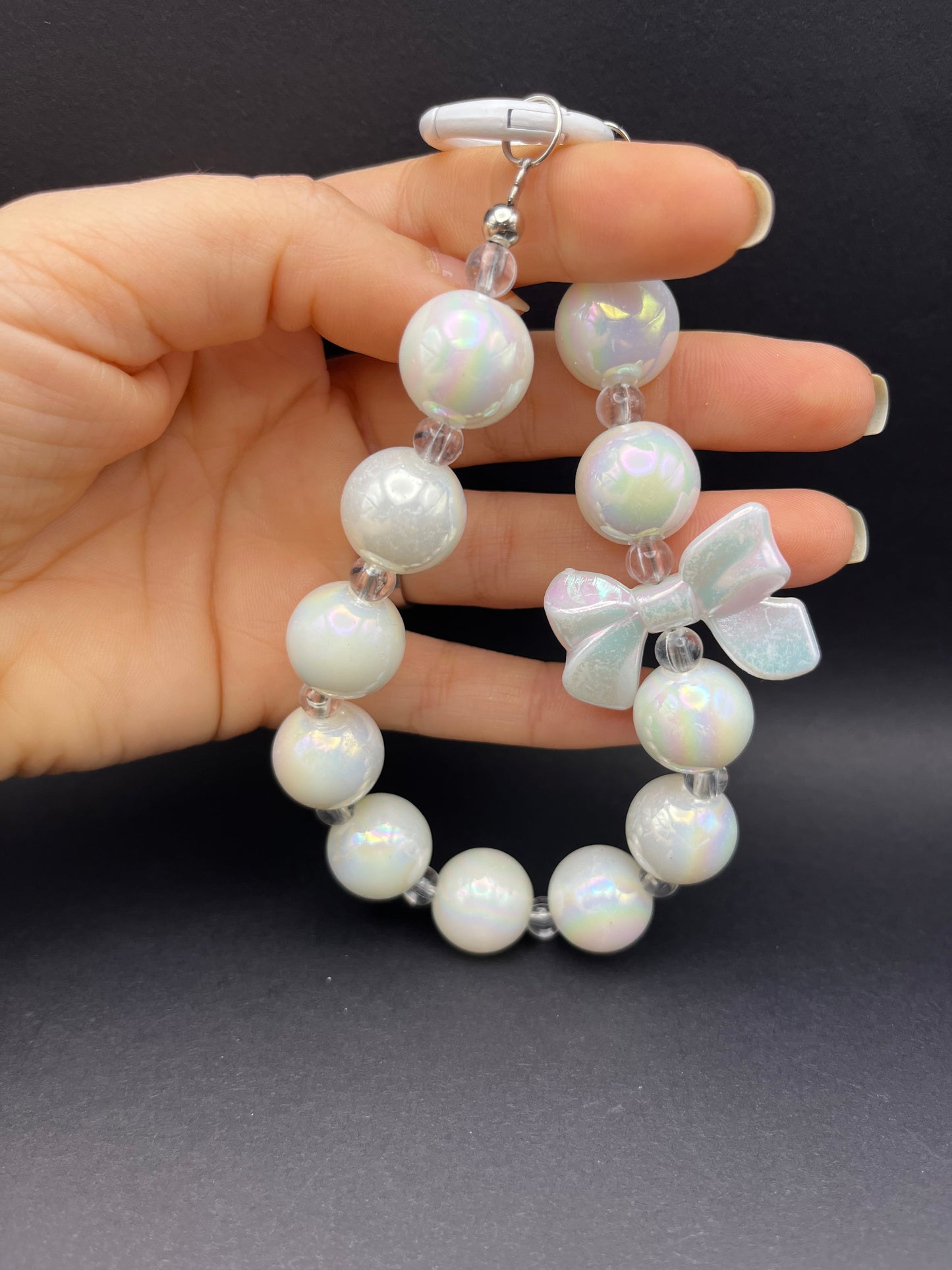 White Laser Bead Phone Lanyard - Shine Bright!