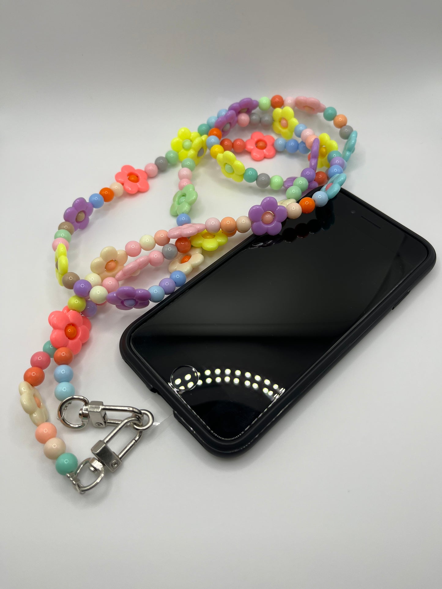 Floral Beaded Long Phone Lanyard: A Whimsical Accessory