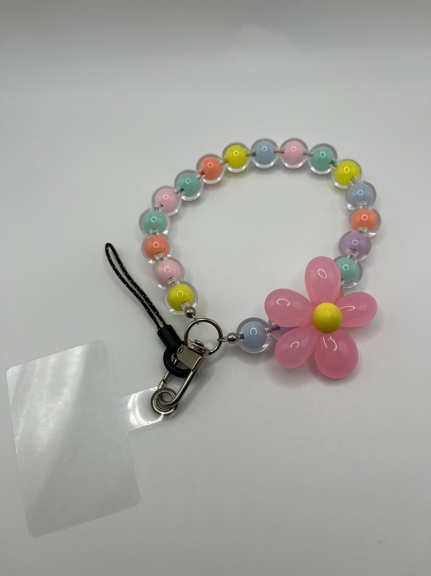 Flower Macaron Beaded Wrist Rope Phone Lanyard: Colourful and Whimsical Accessory