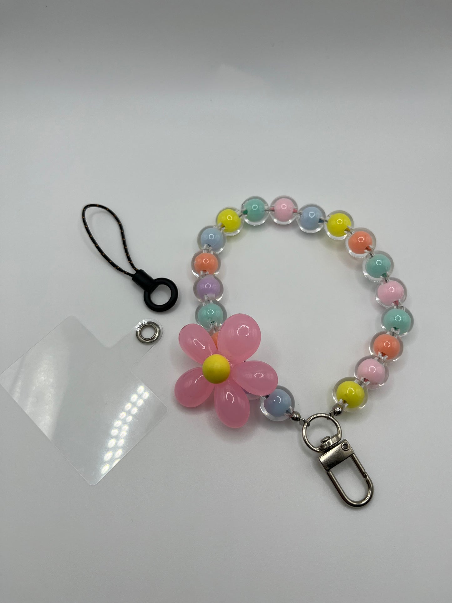 Flower Macaron Beaded Wrist Rope Phone Lanyard: Colourful and Whimsical Accessory