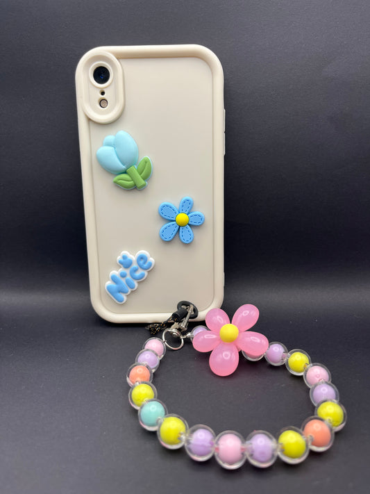 Flower Macaron Beaded Wrist Rope Phone Lanyard: Colourful and Whimsical Accessory