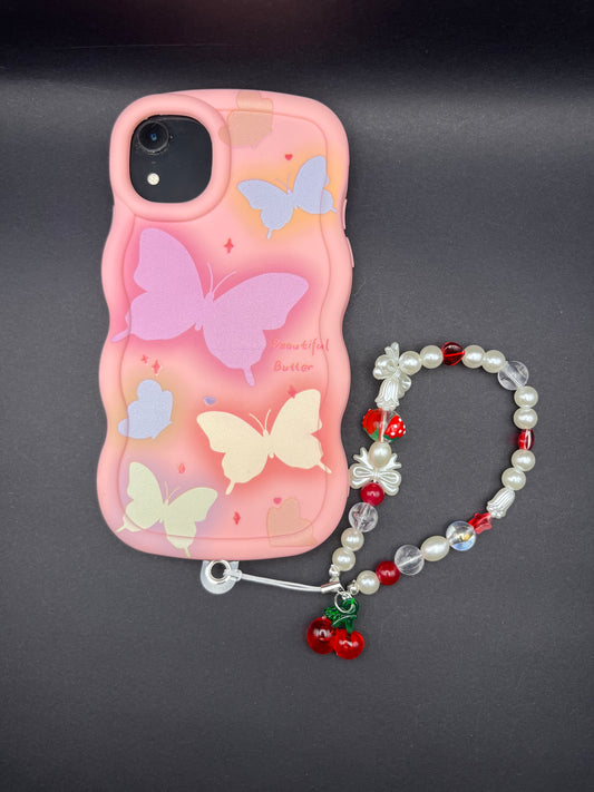 Cherry Beaded Lanyard - Add a Pop of Colour to Your Phone!