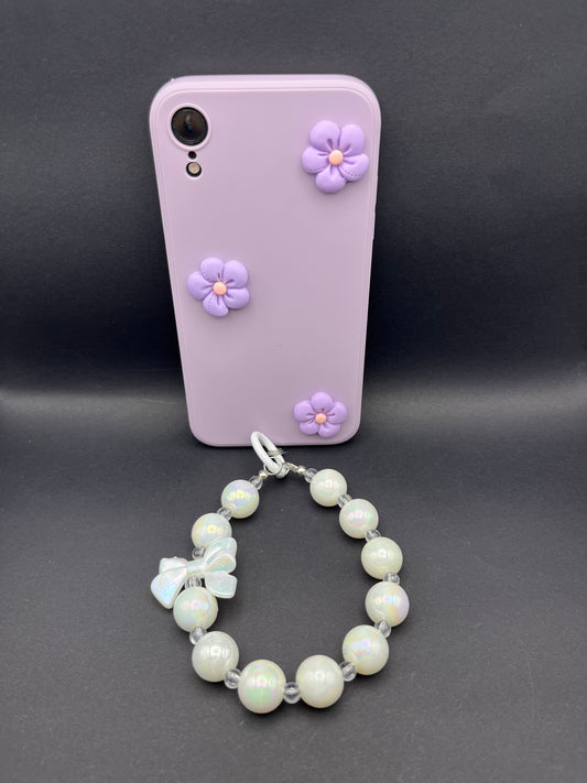 White Laser Bead Phone Lanyard - Shine Bright!