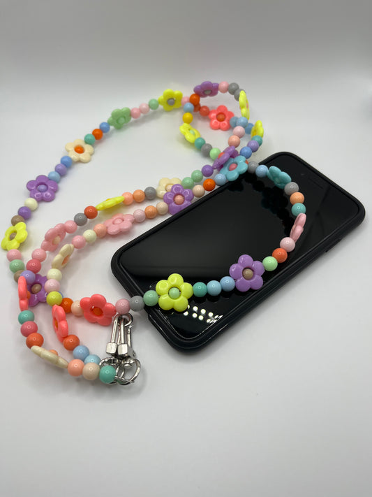 Floral Beaded Long Phone Lanyard: A Whimsical Accessory